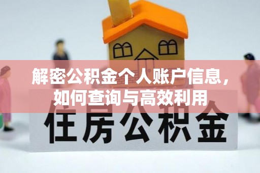 定远解密公积金个人账户信息，如何查询与高效利用