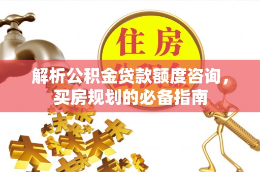 定远解析公积金贷款额度咨询，买房规划的必备指南