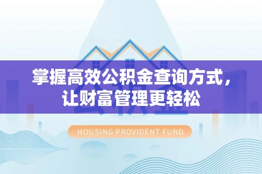 定远掌握高效公积金查询方式，让财富管理更轻松