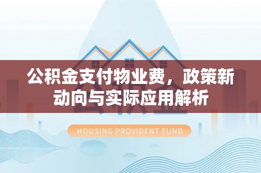 定远公积金支付物业费，政策新动向与实际应用解析